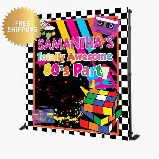80s Party backdrop, 80s Party banner, 80s Birthday Step and Repeat, Birthday Backdrop, 90s backdrop, 90s banner, Totally awesome backdrop