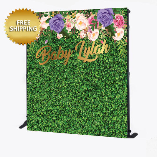 RusticBackdrop, Grass Wall backdrop, Grass Wall Banner, Grass Wall Sign, Floral backdrop, Baby shower backdrop, Birthday backdrop
