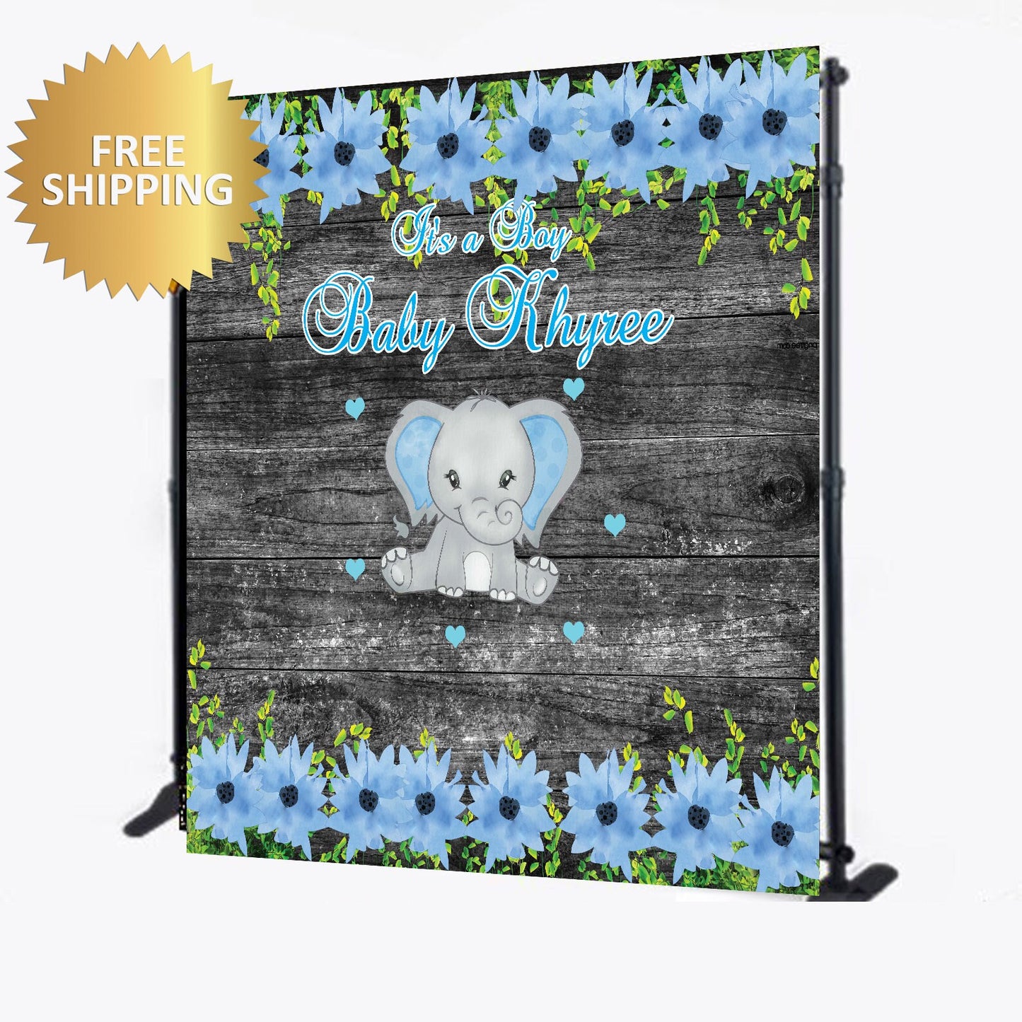 Elephant baby Shower backdrop, Elephant Step and Repeat, Elephant Backdrop, baby shower backdrop, Rusticbackdrop,Baby blue backdrop,