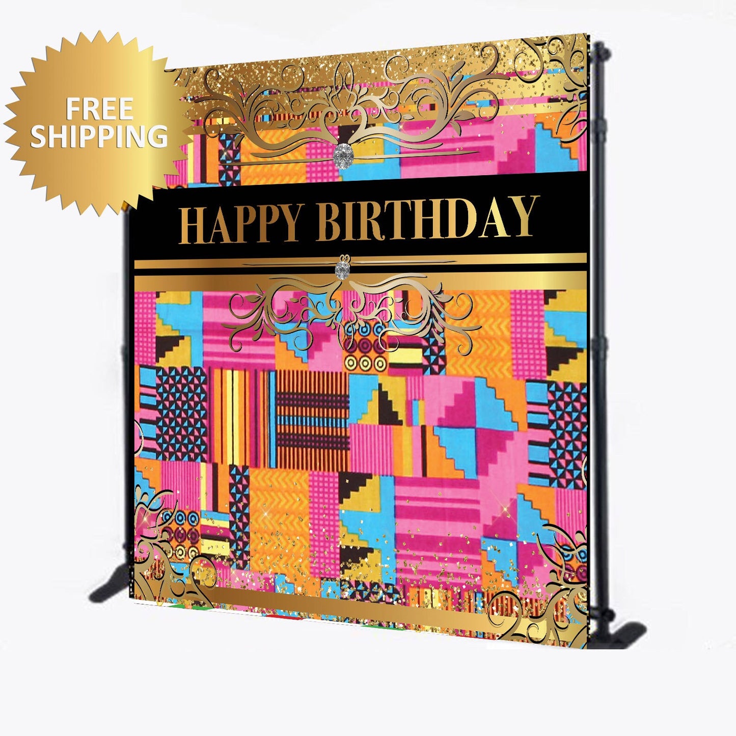 African 8X8 Photo Booth backdrop, African Step and Repeat, Ethnic Step and repeat, Step repeat backdrop, Birthday backdrop,Birthday banner