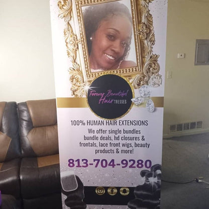 Custom Roll Up Banner Stand, Pop up shop banner,Trade show banner, Business sign, Retractable banner, Business Retractable banner, rose gold