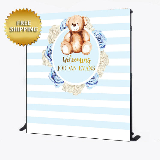 Baby Shower Backdrop, Baby shower step and repeat  Backdrop, Tear bear Backdrop,Bear backdrop, floral backdrop, Baby shower banner