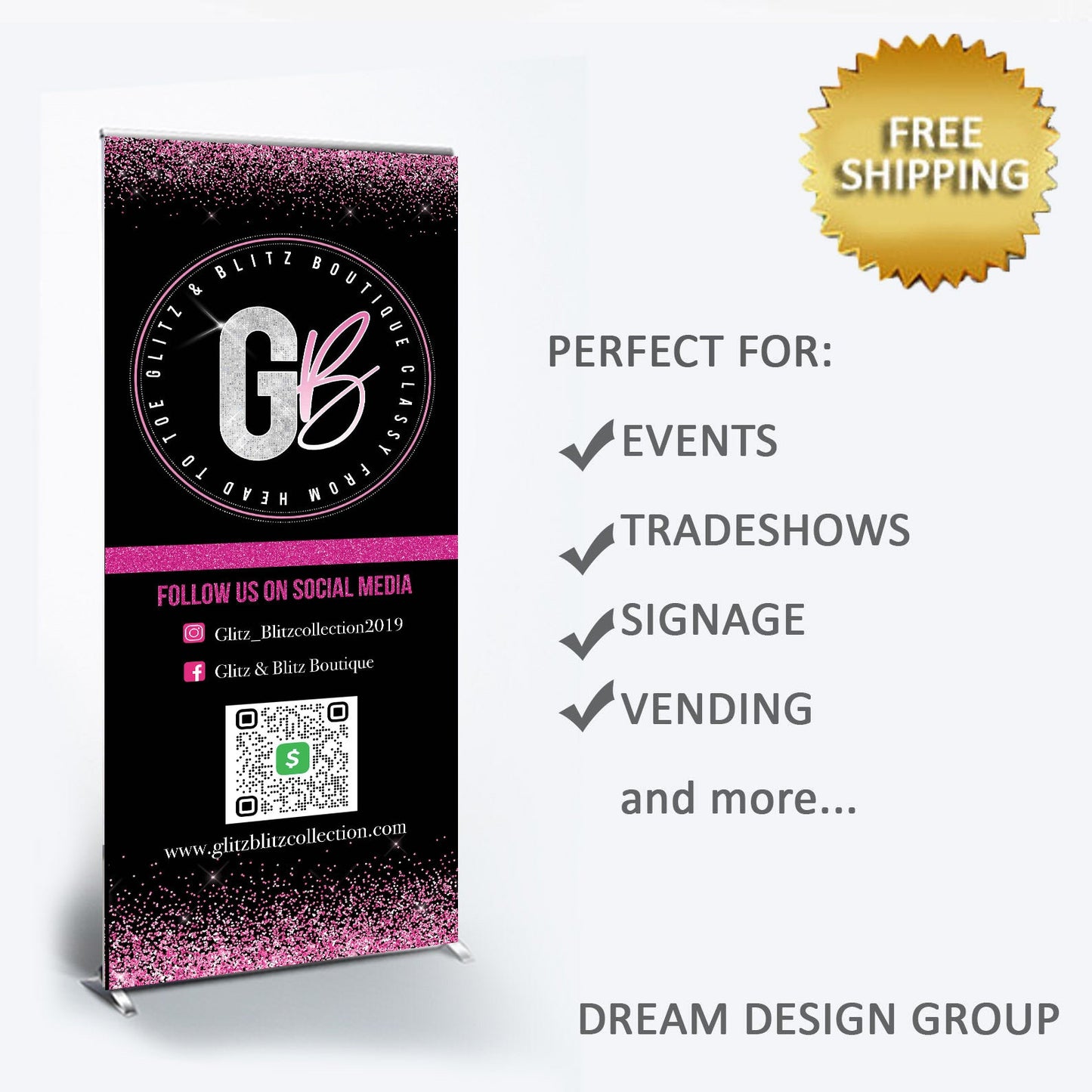 Pop up shop banner, Custom Roll Up Banner Stand, Trade show banner, Business sign, Retractable banner, Social media Retractable banner