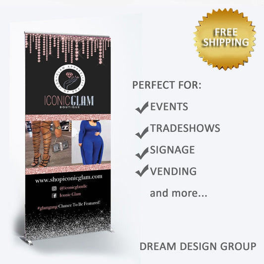 Pop up shop banner, Trade show banner, Business sign, Custom Roll Up Banner Stand, Retractable banner, Display Retractable Printing Rollup