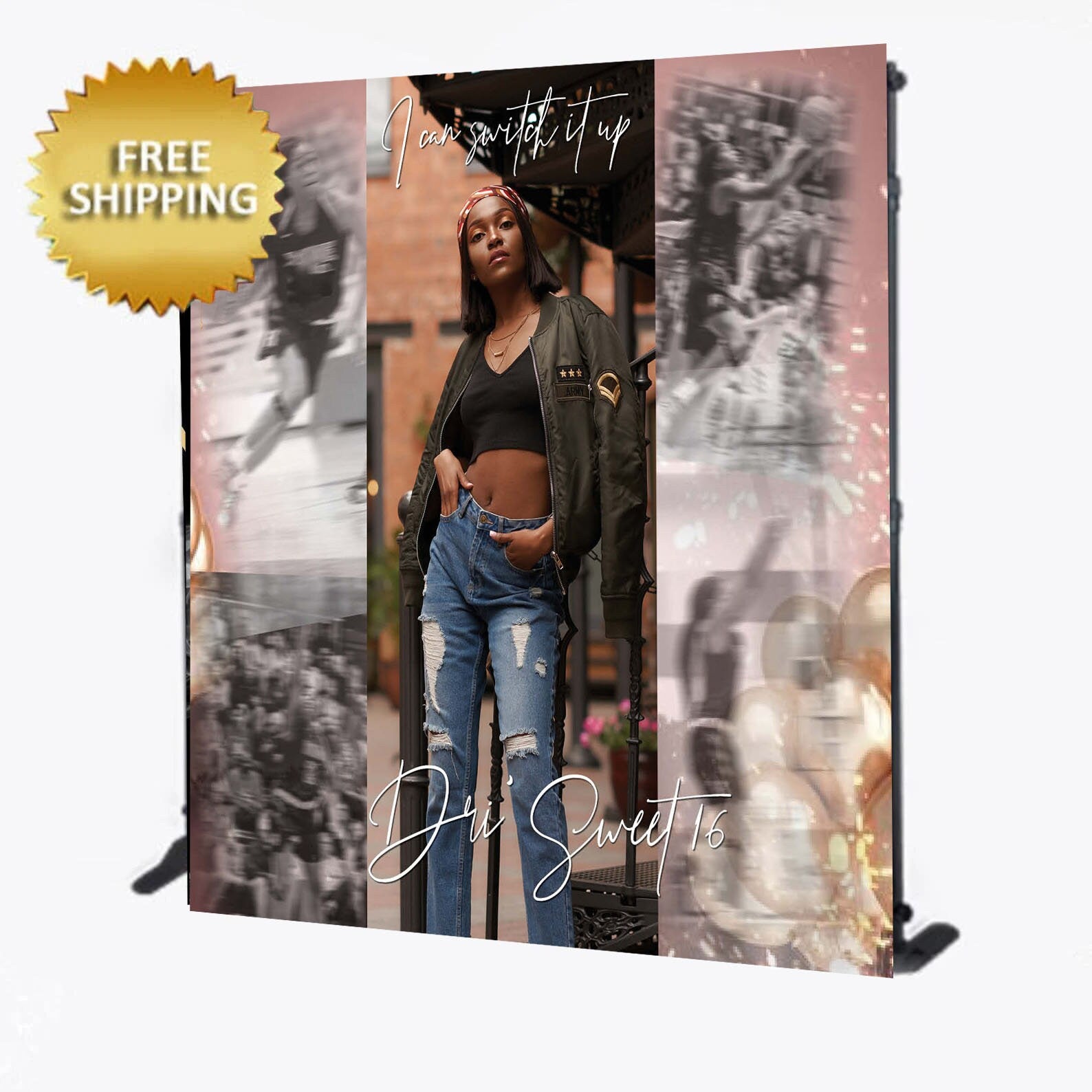 Photo backdrop, Collage step and repeat, Prom backdrop, Sweet 16 backd ...