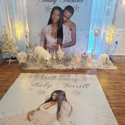 Memorial Floor Decal sticker, Removable sticker, Removable vinyl sticker, Memorial backdrop, Funeral and black step and Repeat