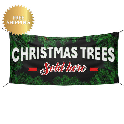 Christmas Trees sold here banner, Christmas Trees banner, Christmas Tree For Sale Sign, Christmas tree for sale, Outdoor custom banner
