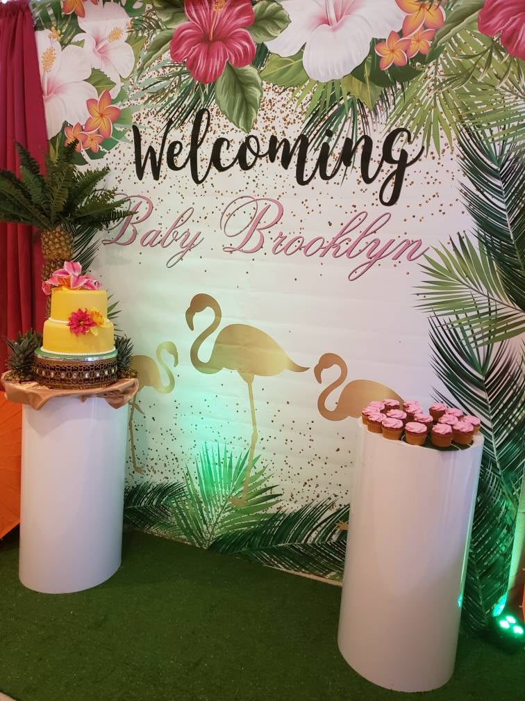 Tropical Baby Shower Custom Step and Repeat Backdrop