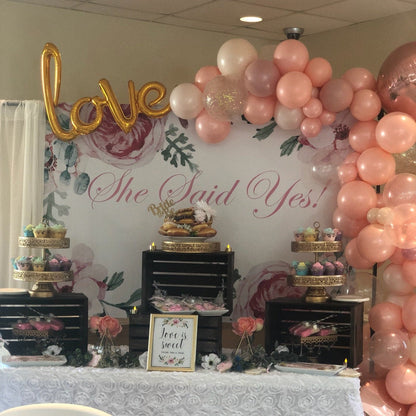 Rustic Floral Bridal Shower Step and Repeat Backdrop